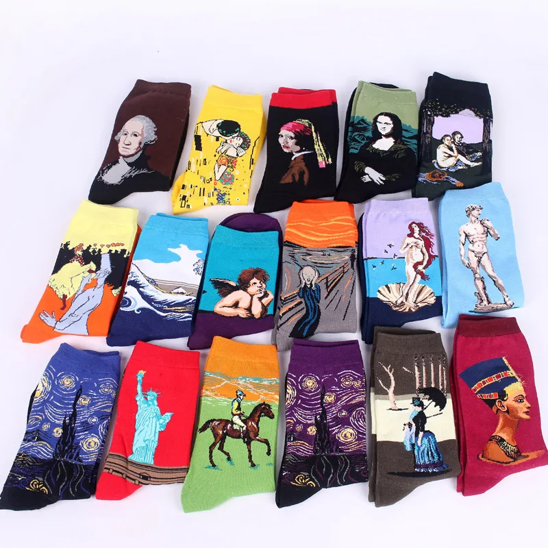 5pairs/pack Spring and Autumn Men's British Style Socks New Personality Famous Painting Sports Socks Oil Painting Cotton Socks
5pairs/pack Spring and Autumn Men's British Style Socks New Personality Famous Painting Sports Socks Oil Painting Cotton Socks