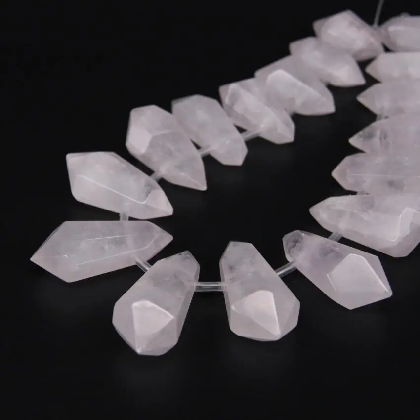 15.5"strand Large Natural White Crystal Quartz Top Drilled Double Point Beads,Raw Crystal Faceted Stick Graduated Pendant Beads
15.5"strand Large Natural White Crystal Quartz Top Drilled Double Point Beads,Raw Crystal Faceted Stick Graduated Pendant Beads