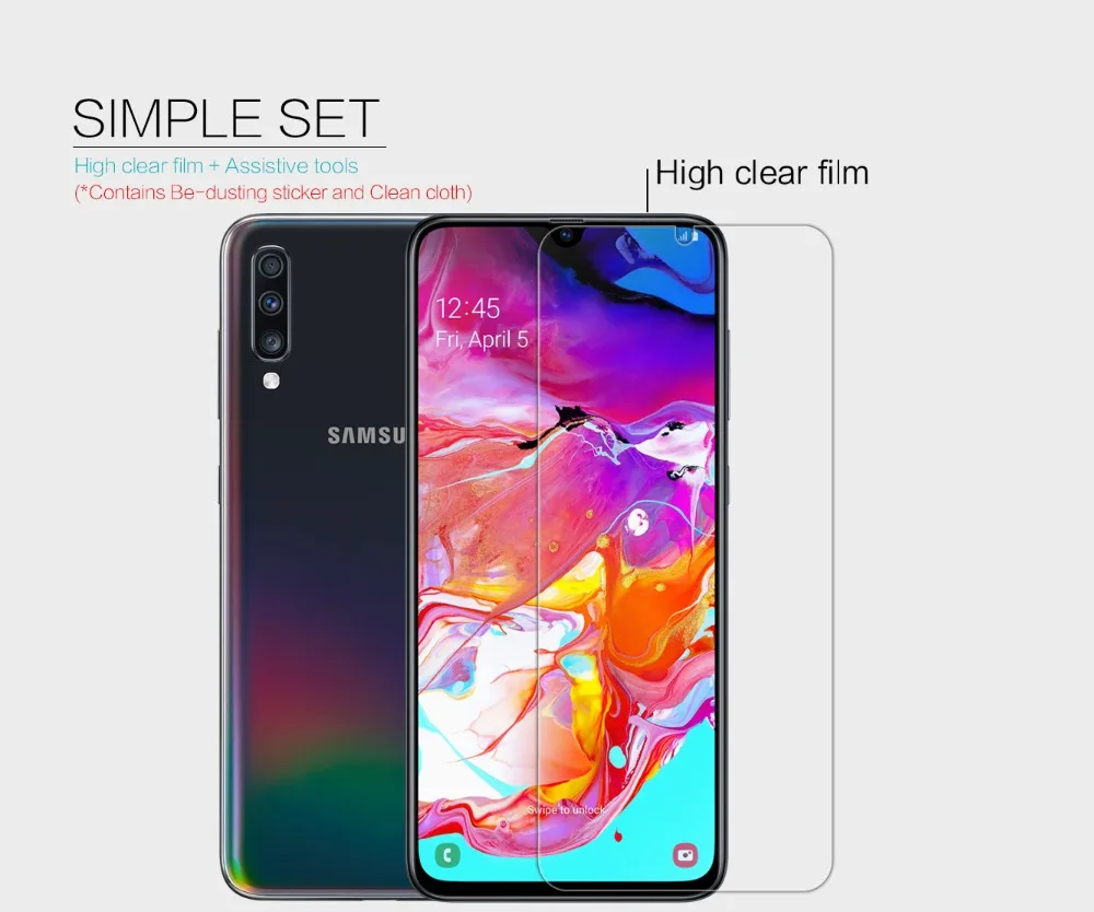Screen protector For Samsung Galaxy A70 NILLKIN super clear lcd Protective Film & Matte Screen Protection for Samsung Galaxy A70
Screen protector For Samsung Galaxy A70 NILLKIN super clear lcd Protective Film & Matte Screen Protection for Samsung Galaxy A70