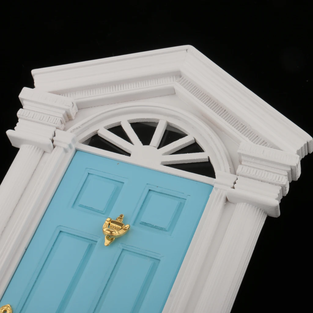 DIY 1:12 Dollhouse Miniature Wooden European-style Villa Gate Door 1/12 Doll House Decor Furniture Toys for Children Kids Gift