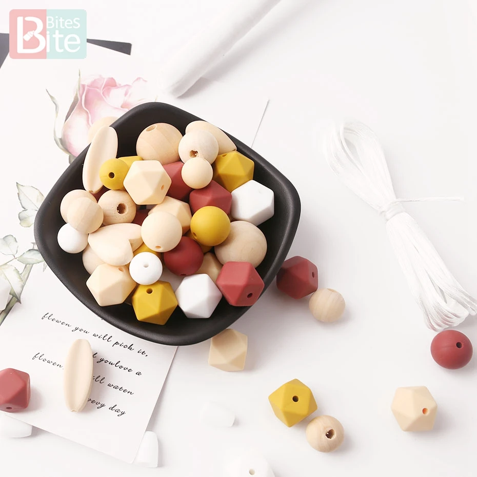 Bite Bites 1set Silicone Beads Perle Silicone DIY Set Natural Wood Beads Teether Beads Food Grade Silicone BPA Free Baby Teether
Bite Bites 1set Silicone Beads Perle Silicone DIY Set Natural Wood Beads Teether Beads Food Grade Silicone BPA Free Baby Teether