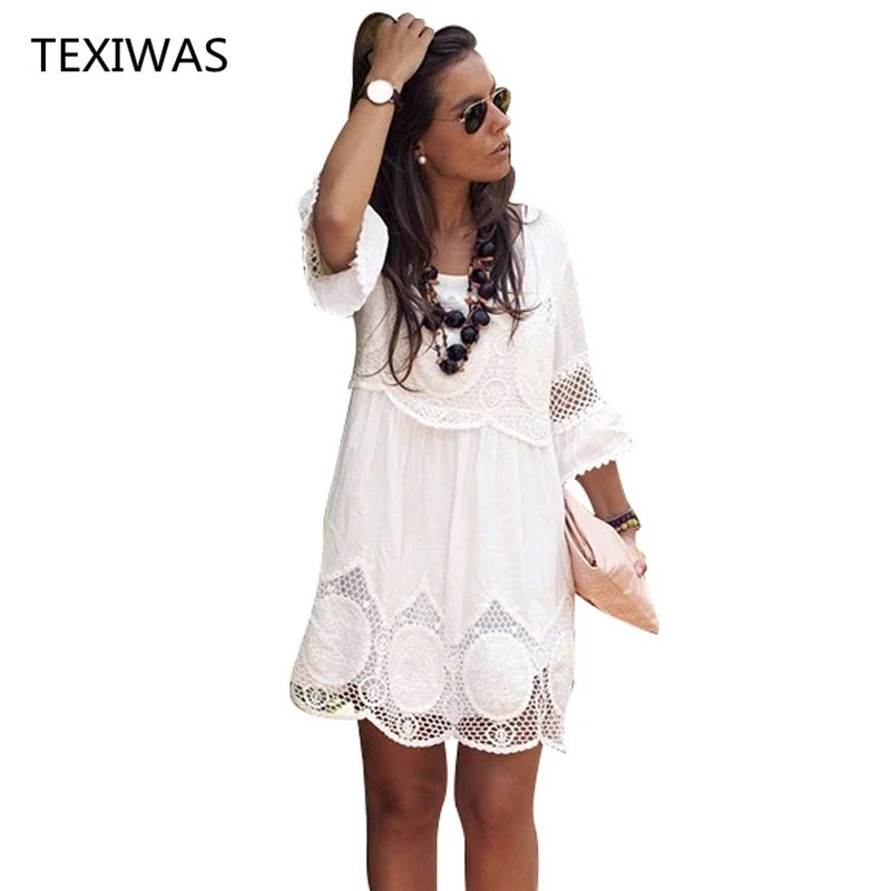 TEXIWAS Plus Size S - 6XL Women Summer Dress Fashion Half Sleeve Loose Lace Dress 2018 White O-neck Women Dress
TEXIWAS Plus Size S - 6XL Women Summer Dress Fashion Half Sleeve Loose Lace Dress 2018 White O-neck Women Dress