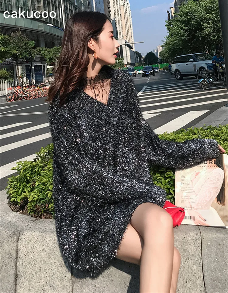 Cakucool 2018 Sweater Women Pull Femme Batwing Loose Shiny Silver Lurex Mesh Patch Sweaters Korean Mid Long Jumpers jersey Mujer
Cakucool 2018 Sweater Women Pull Femme Batwing Loose Shiny Silver Lurex Mesh Patch Sweaters Korean Mid Long Jumpers jersey Mujer