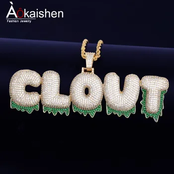 Custom Name Green Color Drip Bubble Letters Pendants Necklaces Men's Zircon Hip Hop Jewelry With 4MM Tennis Chain For Gift
Custom Name Green Color Drip Bubble Letters Pendants Necklaces Men's Zircon Hip Hop Jewelry With 4MM Tennis Chain For Gift