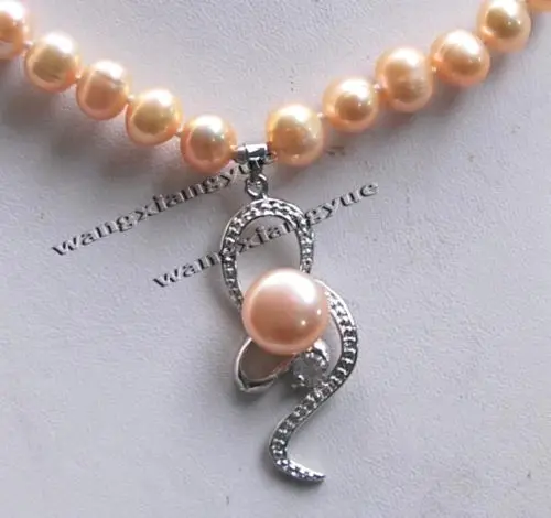 hot sale FREE SHIPPING ******Fashion Jewelry 8-9mm Natural Pink akoya cultured pearl Pendant necklace 17 
hot sale FREE SHIPPING ******Fashion Jewelry 8-9mm Natural Pink akoya cultured pearl Pendant necklace 17