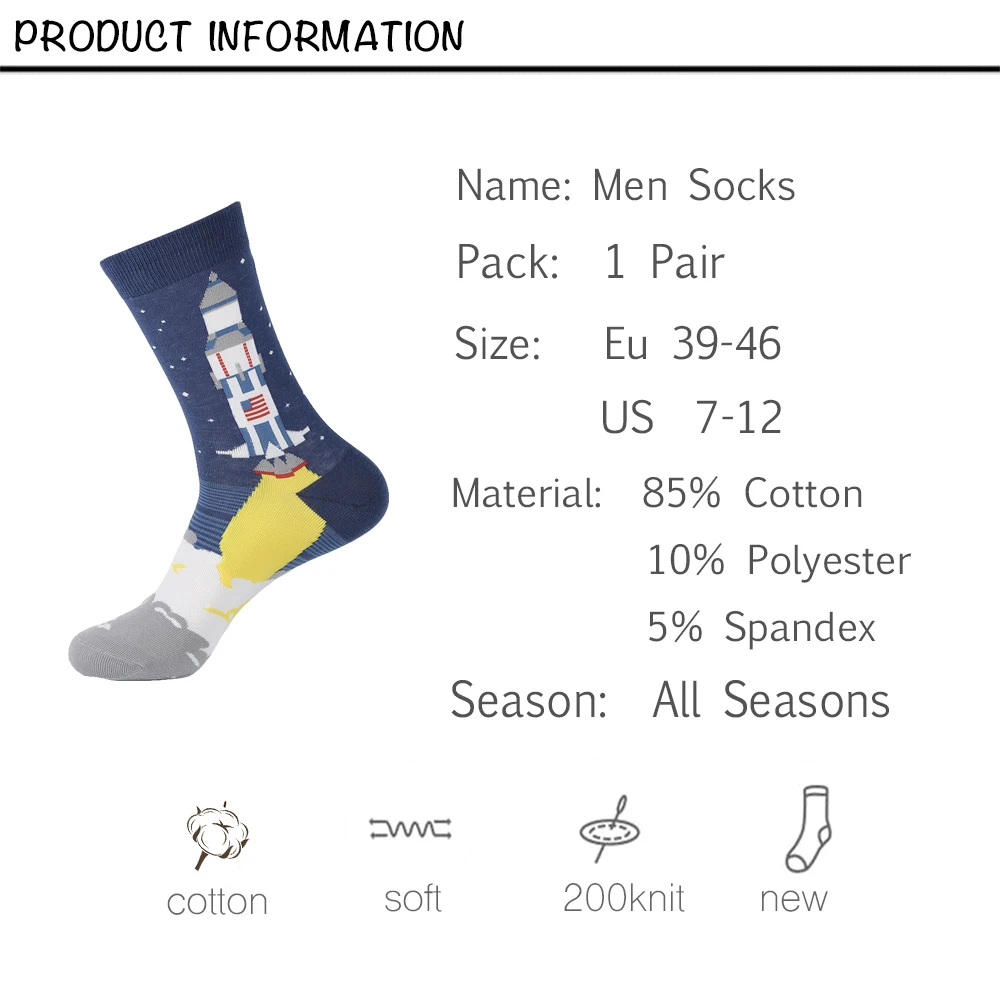 VPM 2019 новые хлопковые мужские носки в стиле хип хоп Харадзюку Веселые забавные