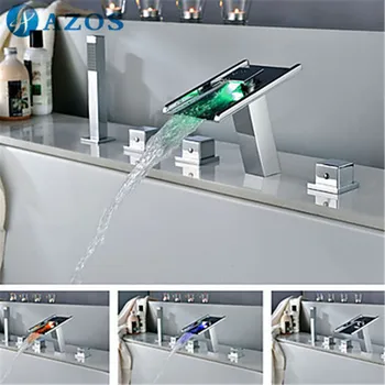 Bathtub Shower Faucets LED Bathroom Suana 5pc Sets Showerhead,Diverter,Two Handles,Shower Hose,Waterfall Spout YGWJ084
Bathtub Shower Faucets LED Bathroom Suana 5pc Sets Showerhead,Diverter,Two Handles,Shower Hose,Waterfall Spout YGWJ084