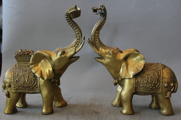 JP S62 12" Chinese Brass Folk Wealth Money treasure bowl elephant sculpture Statue Pair
JP S62 12" Chinese Brass Folk Wealth Money treasure bowl elephant sculpture Statue Pair