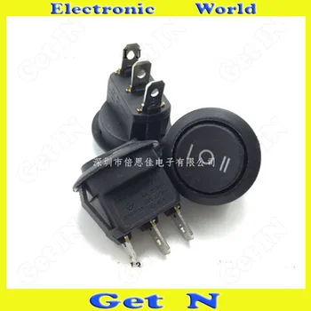 

20pcs KCD1-2 3Pins 3Files Round Rocker Switches 6A/250V Push Button Power Switches Black