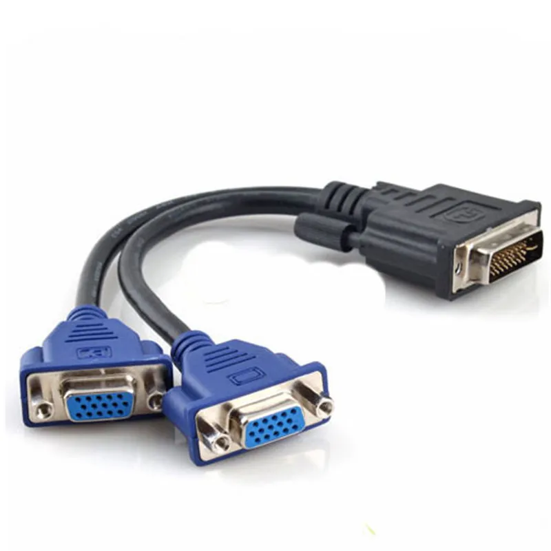 

DVI 24+5 DVI-I To Dual VGA Male to Female Monitor Video Splitter Cable 0.25m (Only One Divider Line Can Be Used at A Time) 0.25m
