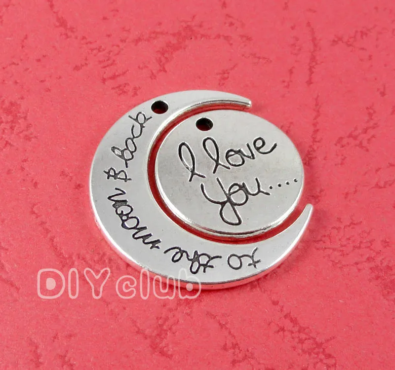 10 компл.-античное серебро/бронза/золото I Love You To The Moon And Back Charm подвеска 29x27мм |