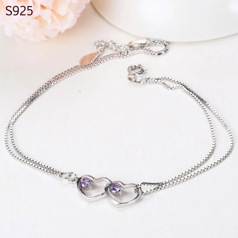 Genuine Real Pure Solid 925 Sterling Silver Anklets for Women Jewelry Double Heart Cubic Zircon Female Foot Band Anklet Chain
Genuine Real Pure Solid 925 Sterling Silver Anklets for Women Jewelry Double Heart Cubic Zircon Female Foot Band Anklet Chain