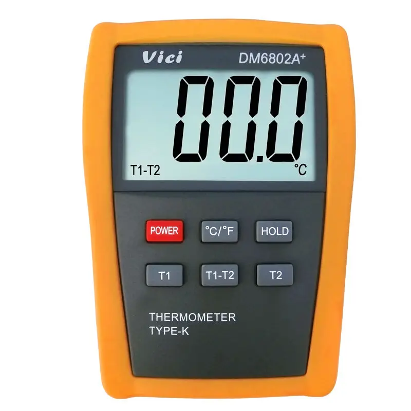 

DM6802A+ LCD Digital Thermometer Temperature Meter Dual Channel K-Type Thermocouple Probes Measuring -50-1300 Degree