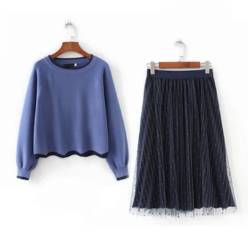 Women Spring Autumn two piece set Pullover Sweater + Mesh Midi Skirt Solid Knitting Top skirt Suit Set 2 Piece Set 4XL 5XL Z114
Women Spring Autumn two piece set Pullover Sweater + Mesh Midi Skirt Solid Knitting Top skirt Suit Set 2 Piece Set 4XL 5XL Z114