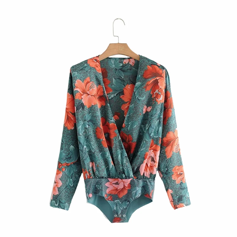 Deep v neck floral print bodysuit women Long sleeve elegant jumpsuit romper Sexy satin overalls soft playsuit
Deep v neck floral print bodysuit women Long sleeve elegant jumpsuit romper Sexy satin overalls soft playsuit