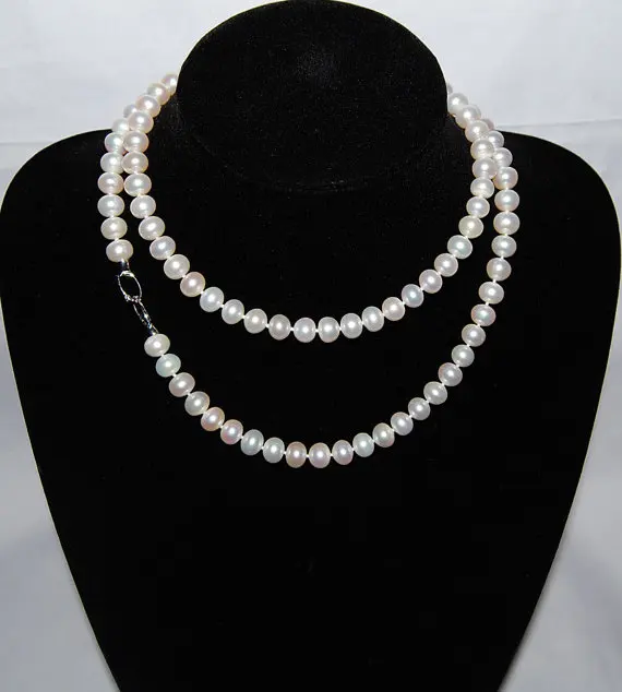 Perfect 28 inches Long Pearl Necklace,7-8mm Natural White Button Freshwater Cultured Pearl Necklace Desin,Bridal Real Pearl Gift
Perfect 28 inches Long Pearl Necklace,7-8mm Natural White Button Freshwater Cultured Pearl Necklace Desin,Bridal Real Pearl Gift
