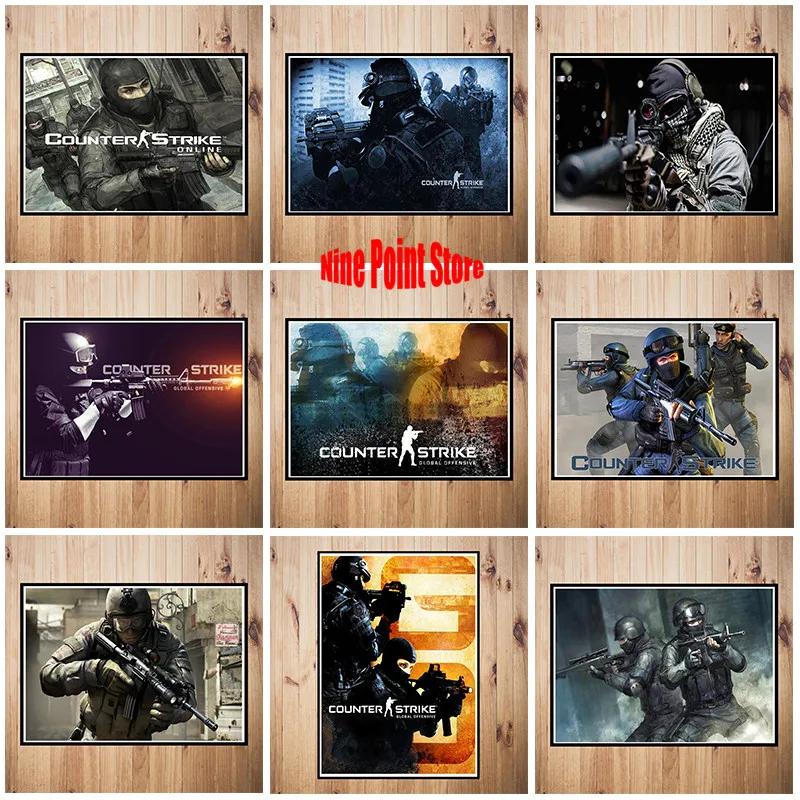 Counter Strike cs Game прозрачные наклейки на стену с изображением Ретро коричневой бумаги