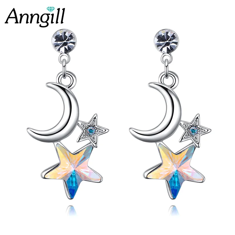 ANNGILL Newest Shiny Crystals from Swarovski Star Moon Drop Earrings Charming Earrings for Women Fashion Jewelry Brincos
ANNGILL Newest Shiny Crystals from Swarovski Star Moon Drop Earrings Charming Earrings for Women Fashion Jewelry Brincos