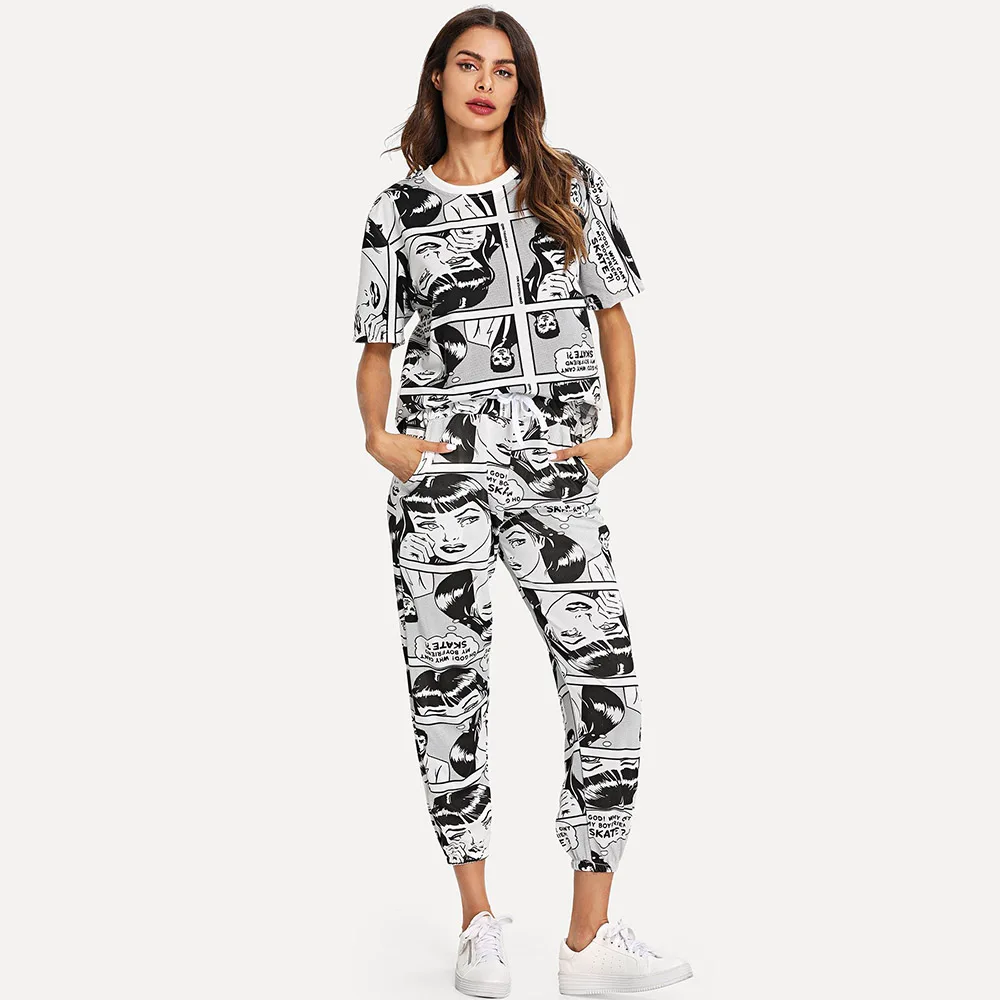 2019 new design spring autumn punk style cartoon full printed sets half sleeve o-neck shirts 9th trousers
2019 new design spring autumn punk style cartoon full printed sets half sleeve o-neck shirts 9th trousers