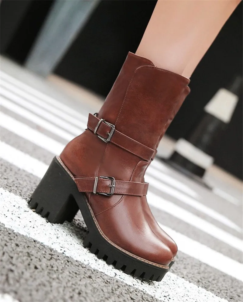 YMECHIC Womens Motorcycle Boots Female Footwear Black Brown Buckle Strap Winter Shoes Block Heel Punk Motorcycle Boots Plus Size 
YMECHIC Womens Motorcycle Boots Female Footwear Black Brown Buckle Strap Winter Shoes Block Heel Punk Motorcycle Boots Plus Size
