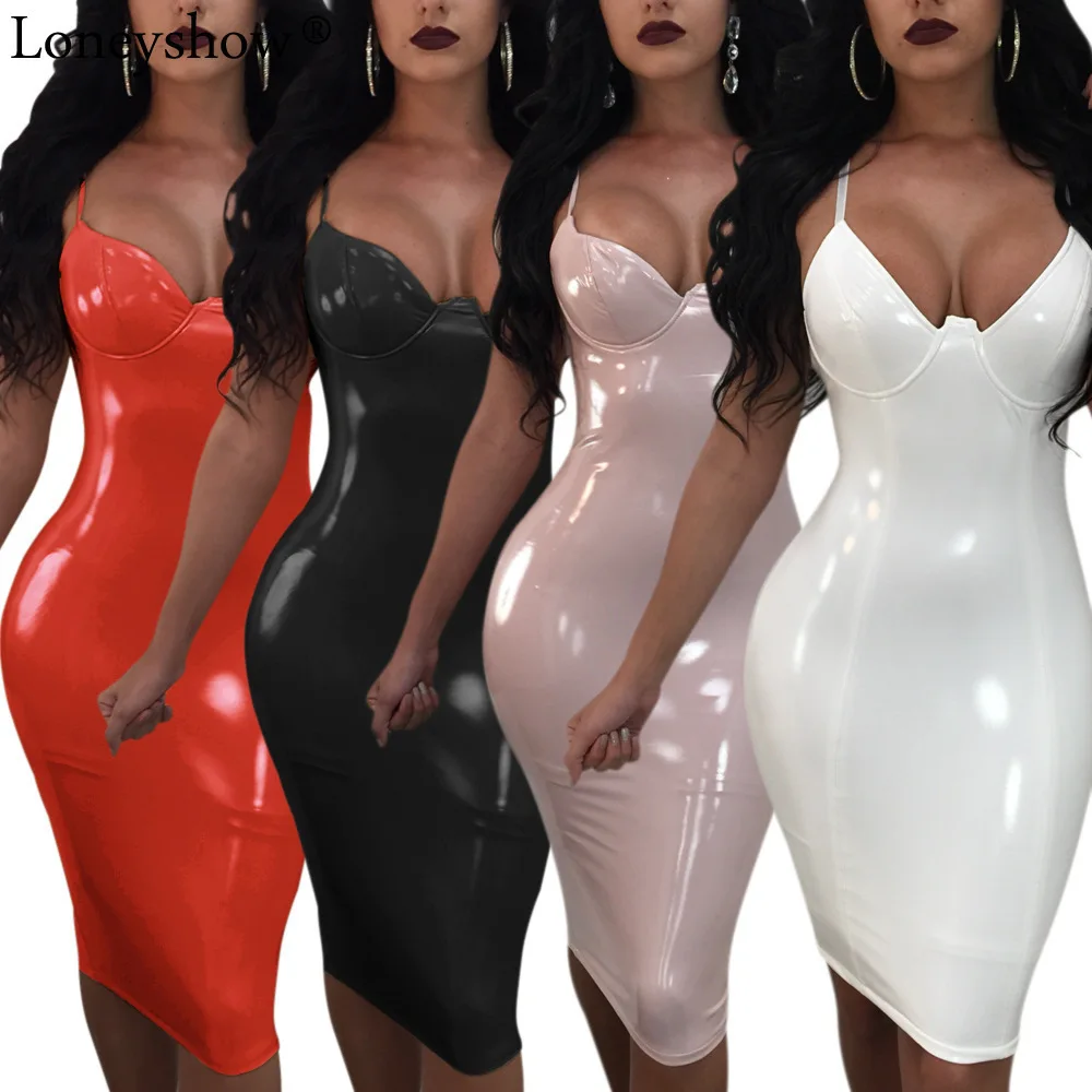 Loneyshow Sexy PU Leather Dresses Women Deep V Bodycon Party Clubwear Knee Length Kim Kardashian Wet Look Dress Plus Size 6XL
Loneyshow Sexy PU Leather Dresses Women Deep V Bodycon Party Clubwear Knee Length Kim Kardashian Wet Look Dress Plus Size 6XL
