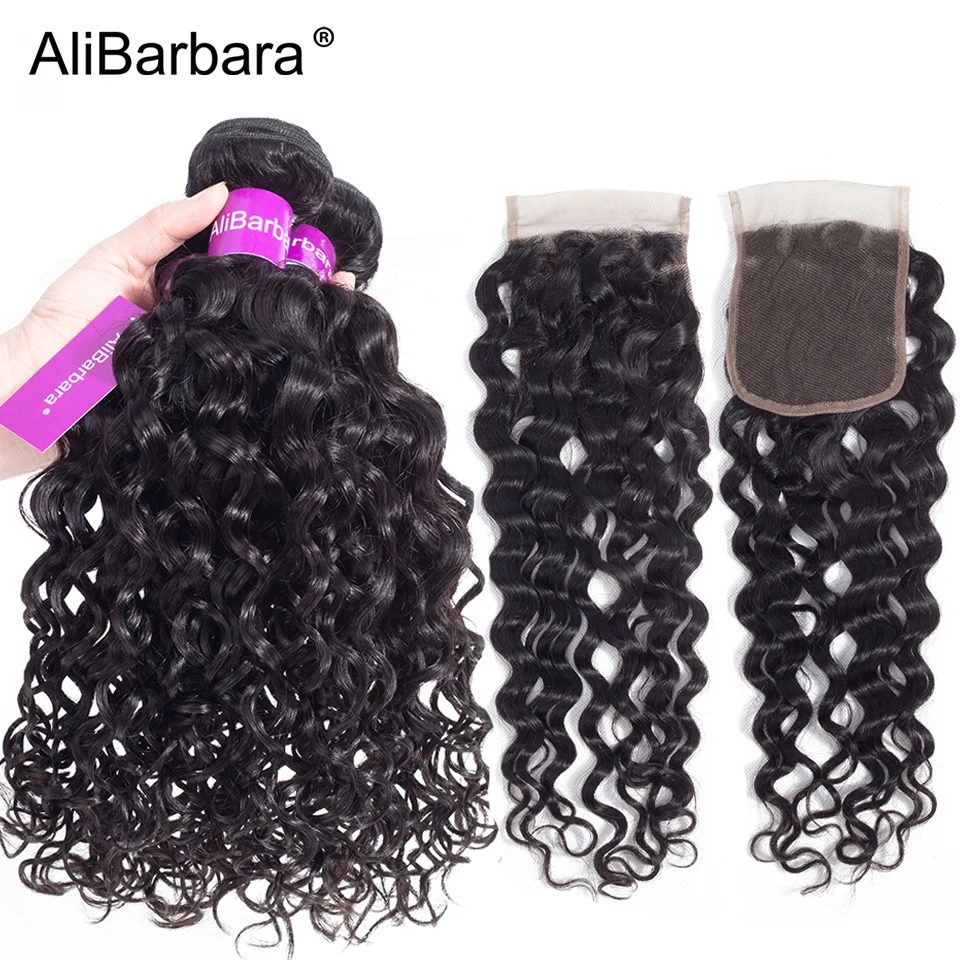 Alibarbara Hair Malaysian Water Wave Hair Bundles with Closure Free part 4X4 lace closure with 3Bundle Remy Human Hair Weave
Alibarbara Hair Malaysian Water Wave Hair Bundles with Closure Free part 4X4 lace closure with 3Bundle Remy Human Hair Weave