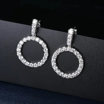 Lady's Elegant Silver Earrings Round Cubic Zirconia Real 925 Sterling Silver Drop Dangle Earrings for Women Fine Jewelry Wedding
Lady's Elegant Silver Earrings Round Cubic Zirconia Real 925 Sterling Silver Drop Dangle Earrings for Women Fine Jewelry Wedding