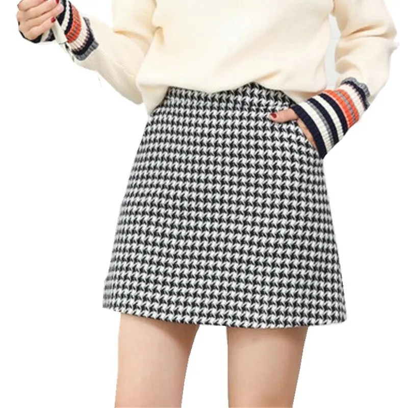 New 2019 Autumn Women Skirt High Waist A-Line Skirt Short WoolenSkirt Houndstooth Skirts Women S375 
New 2019 Autumn Women Skirt High Waist A-Line Skirt Short WoolenSkirt Houndstooth Skirts Women S375