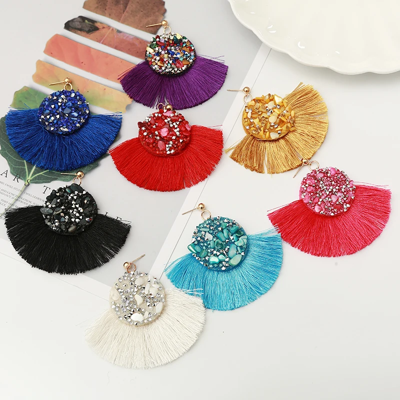 Fashion Bohemian Ethnic Fringed Tassel Earrings for Women Golden Round Colorful Stone Dangle Hanging Drop Earrings Jewelry
Fashion Bohemian Ethnic Fringed Tassel Earrings for Women Golden Round Colorful Stone Dangle Hanging Drop Earrings Jewelry