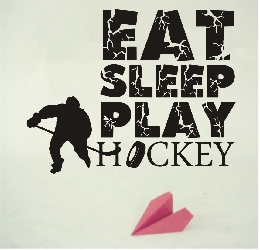 eat sleep play hockey vinyl quotes wall decal home decor kids room boys rooms art mural wallpaper removable stickers | Дом и сад