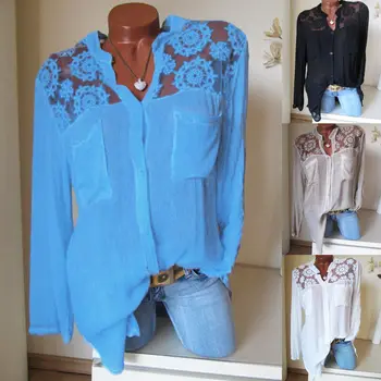 2018 New Fashion Women Tops Long Sleeve Loose Lace Shirt Ladies Casual Black White Blue Gray Solid Blouse Tops
2018 New Fashion Women Tops Long Sleeve Loose Lace Shirt Ladies Casual Black White Blue Gray Solid Blouse Tops