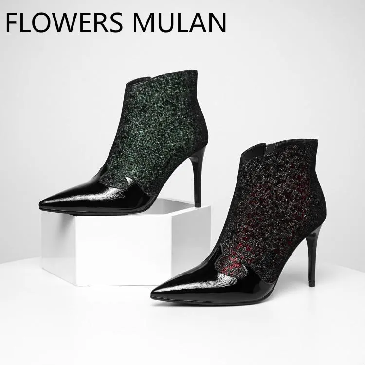 Patchwork Shiny Leather Pointed Toe Red Green Cover Ladies Booties Side Zipper Shoes Woman High Heels Stilettos Shoes Woman
Patchwork Shiny Leather Pointed Toe Red Green Cover Ladies Booties Side Zipper Shoes Woman High Heels Stilettos Shoes Woman