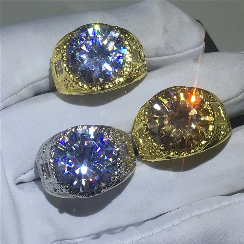 Косынка мужской большое кольцо 15ct AAAAA Cz камень Золотое покрытие вечерние