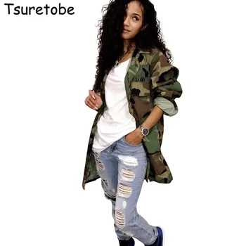 Tsuretobe Fashion Camouflage Long Coat Women Sexy Long Sleeve Turn-Down Collar Pocket Ladies Army Green Military Outwear Jacket
Tsuretobe Fashion Camouflage Long Coat Women Sexy Long Sleeve Turn-Down Collar Pocket Ladies Army Green Military Outwear Jacket