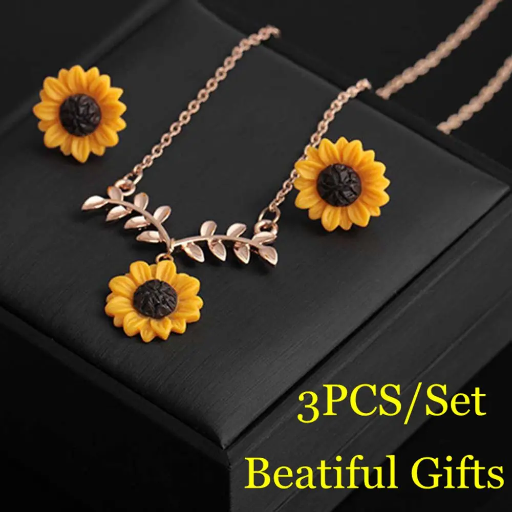 3Pcs/set Sunflower Necklace and Earrings Set Exquisite Rose Gold/Silver Creative Leaf Branch Pendant Necklace Women Jewelry Gift
3Pcs/set Sunflower Necklace and Earrings Set Exquisite Rose Gold/Silver Creative Leaf Branch Pendant Necklace Women Jewelry Gift
