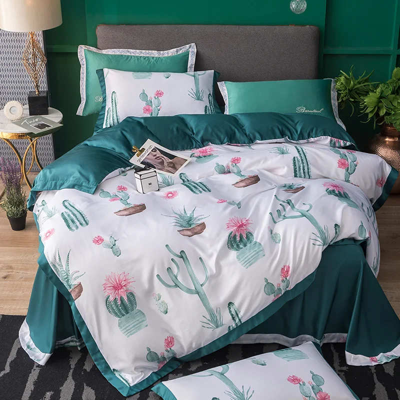 Green white Luxury Bedding Sets Silk Cactus Printing Duvet Cover Bed Sheet Hot Sale Queen King Double Bed Linens Set bedclothes
Green white Luxury Bedding Sets Silk Cactus Printing Duvet Cover Bed Sheet Hot Sale Queen King Double Bed Linens Set bedclothes