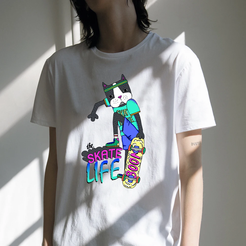 2019 Cartoon Cat Printing Girl Summer T-shirt White Design Short Sleeves Street Fashion Style Women T shirt Top&Tees 100% Cotton
2019 Cartoon Cat Printing Girl Summer T-shirt White Design Short Sleeves Street Fashion Style Women T shirt Top&Tees 100% Cotton