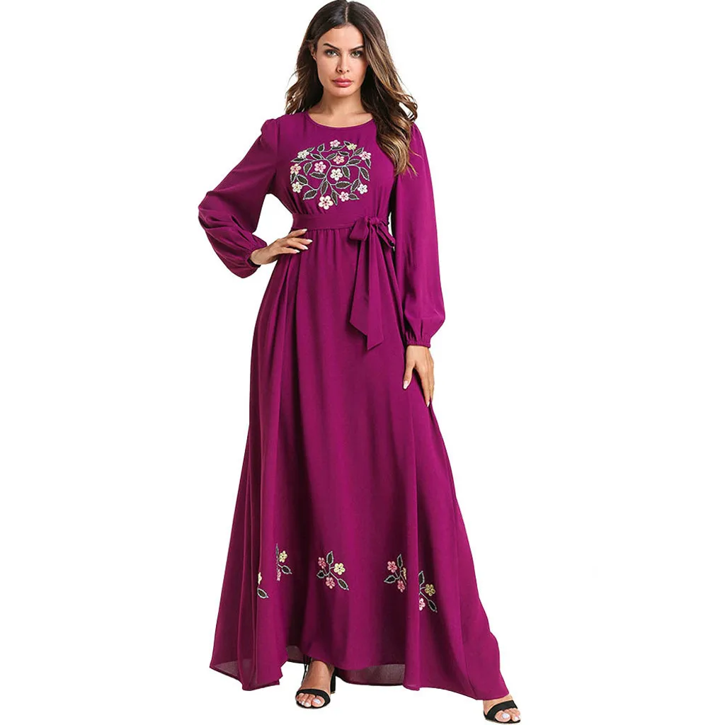 Jaycosin Floral Embroidery Dress With Belt Muslim Abaya Loose Kimono Long Robe Gowns Ramadan Middle East Arab Islamic Clothing
Jaycosin Floral Embroidery Dress With Belt Muslim Abaya Loose Kimono Long Robe Gowns Ramadan Middle East Arab Islamic Clothing