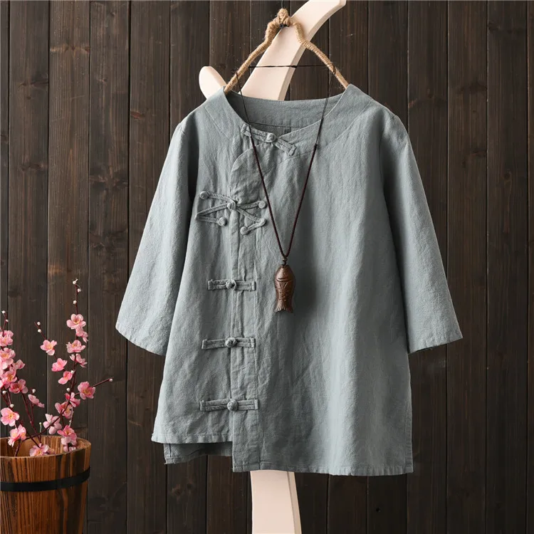 Chinese Wind Oblique Buckle Cotton Linen Tea Cloths Zen Dress Seven Sleeves Long Section Coat Spring Autumn Female Retro
Chinese Wind Oblique Buckle Cotton Linen Tea Cloths Zen Dress Seven Sleeves Long Section Coat Spring Autumn Female Retro