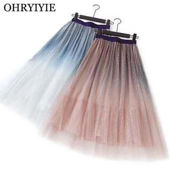 OHRYIYIE Gradient Color Stars Moon Sequined Tulle Skirts Womens 2020 Summer Sweet High Waist Skirt Party Midi Tutu Skirt Female
OHRYIYIE Gradient Color Stars Moon Sequined Tulle Skirts Womens 2020 Summer Sweet High Waist Skirt Party Midi Tutu Skirt Female