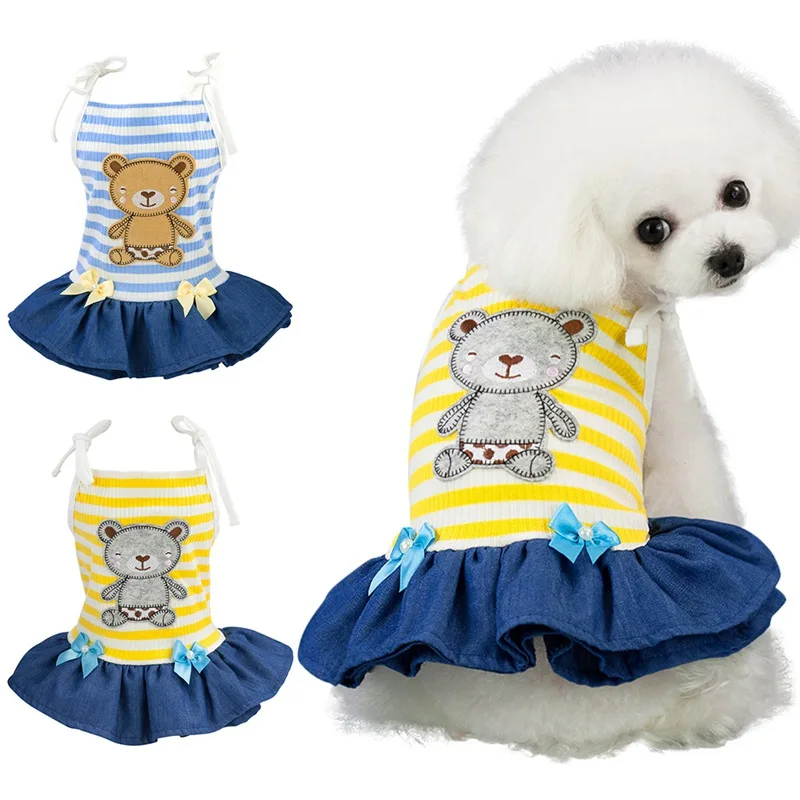 Pet Spring Summer Stripes Sling Skirt Dogs Sleeveless Dress Printed Bear For Small Dogs Chihuahua Pug Yorkie Clothing
Pet Spring Summer Stripes Sling Skirt Dogs Sleeveless Dress Printed Bear For Small Dogs Chihuahua Pug Yorkie Clothing