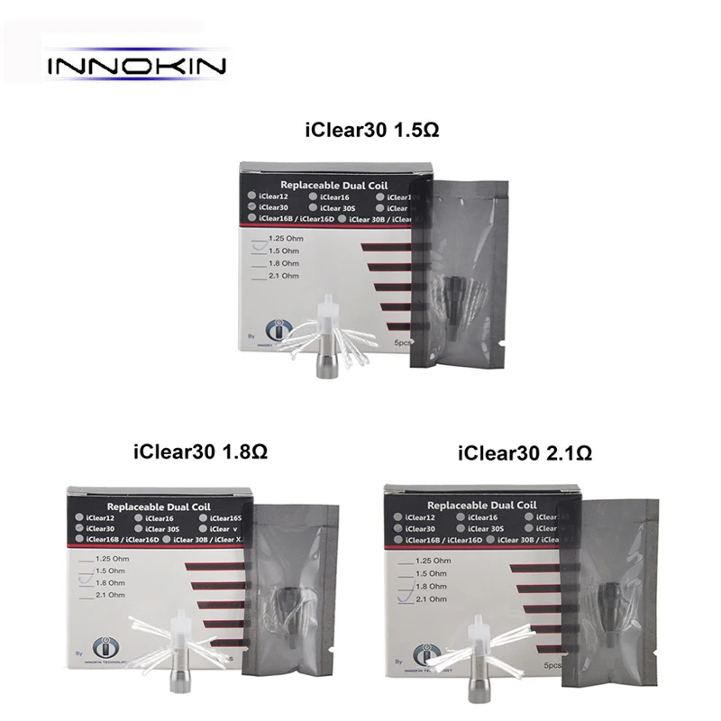 10pcs/lot 100% Innokin iClear 30 Coil Head 1.5 1.8 2.1 ohm iClear 30 Atomizer Replacement Dual Coil Head for E-Cigarettes
10pcs/lot 100% Innokin iClear 30 Coil Head 1.5 1.8 2.1 ohm iClear 30 Atomizer Replacement Dual Coil Head for E-Cigarettes