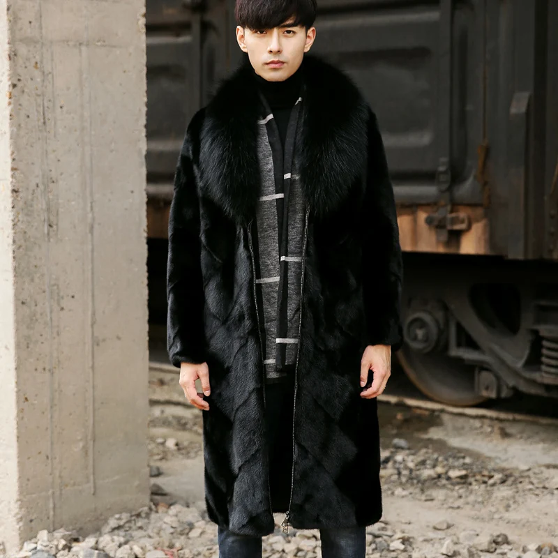 Men's fashion X-long black fur coat mink fur jacket big collar with fur Warm and comfortable
Men's fashion X-long black fur coat mink fur jacket big collar with fur Warm and comfortable