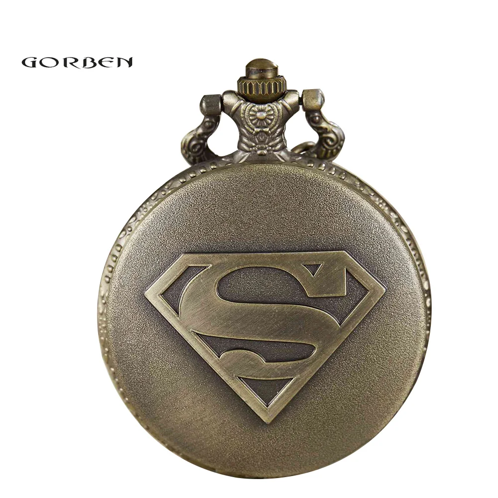 Retro Bronze Superman Sign Pocket Watch Men Women Super Hero Theme Accessory Pendant Quartz Watch Best Gifts for DC Comics Fans
Retro Bronze Superman Sign Pocket Watch Men Women Super Hero Theme Accessory Pendant Quartz Watch Best Gifts for DC Comics Fans