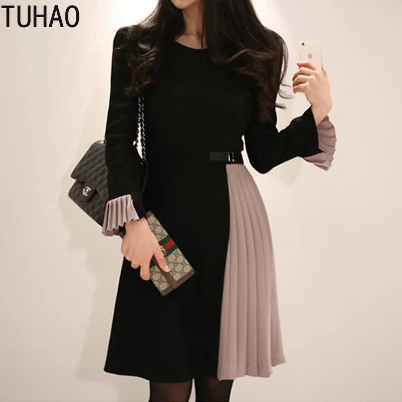 Winter Dress Woman TUHAO Korean Patchwork A-line Dress Waist Slim Flare Sleeve Dresses Pleated Ruched Casual Vestidos TD870
Winter Dress Woman TUHAO Korean Patchwork A-line Dress Waist Slim Flare Sleeve Dresses Pleated Ruched Casual Vestidos TD870