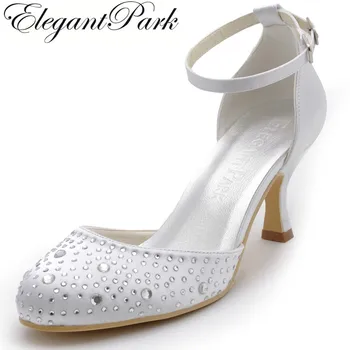 EP2126 Women Pumps White Round Toe Rhinestone Ankle Strap high Heel Satin Bridal Wedding Shoes
EP2126 Women Pumps White Round Toe Rhinestone Ankle Strap high Heel Satin Bridal Wedding Shoes