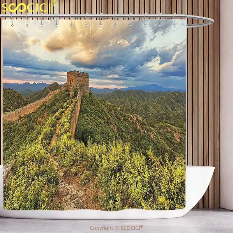 Cool Shower Curtain Great Wall of China Exquisite Skyline on Classical Old Castle Wonder of the World Themed Green Blue Bathroom
Cool Shower Curtain Great Wall of China Exquisite Skyline on Classical Old Castle Wonder of the World Themed Green Blue Bathroom