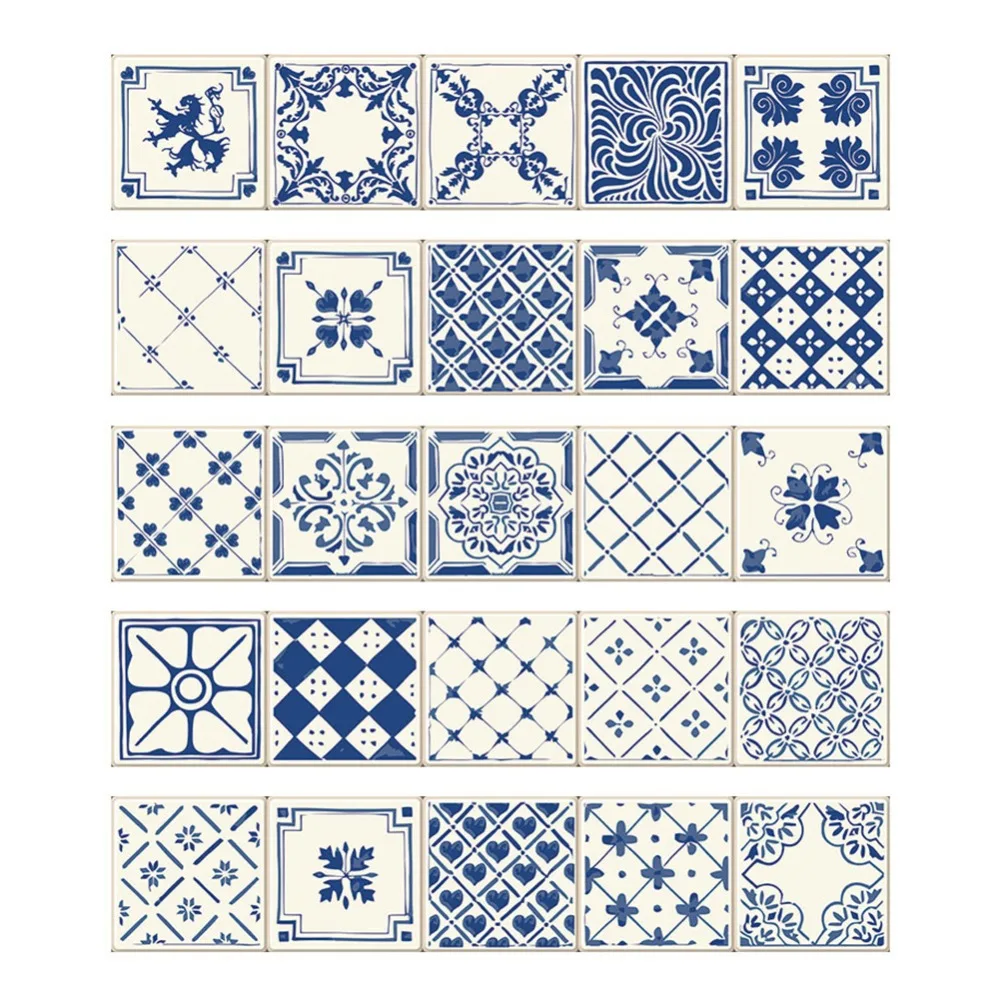 5pcs/set 20x20cm Square Tile Stickers Blue Vintage Nordic Style Wall Sticker For Bathroom Kitchen Home Decor PVC Wall Sticker
5pcs/set 20x20cm Square Tile Stickers Blue Vintage Nordic Style Wall Sticker For Bathroom Kitchen Home Decor PVC Wall Sticker
