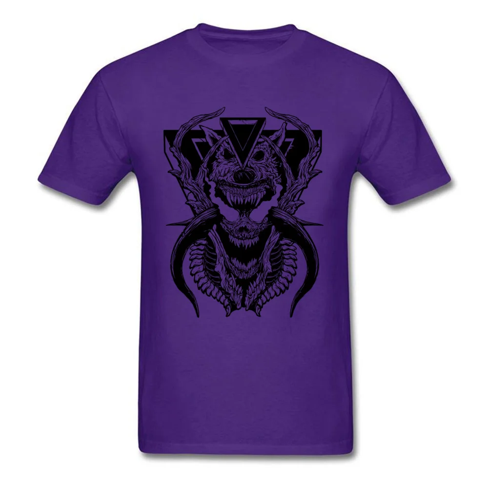 Demon Wolf Funny Labor Day 100% Cotton O Neck Man Tees Casual Clothing Shirt Prevailing Short Sleeve T-shirts Drop Shipping Demon Wolf purple