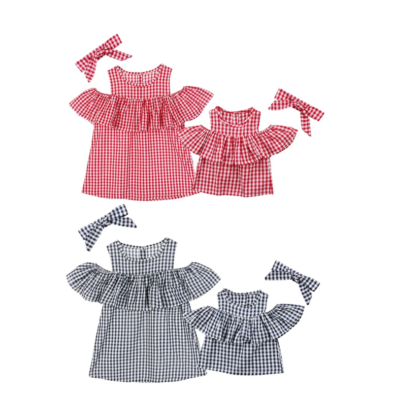 Mother And Daughter Family Matching Sets Fashion Casual Cotton Off Shoulder Plaid Cute Tops Headband 2 Style Outfit Summer Party
Mother And Daughter Family Matching Sets Fashion Casual Cotton Off Shoulder Plaid Cute Tops Headband 2 Style Outfit Summer Party
